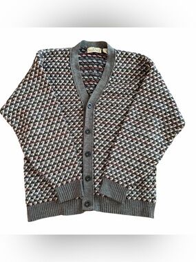 Natural Issue Men's Multi-Colour Patterned Knit Button Cardigan Sweater size M
